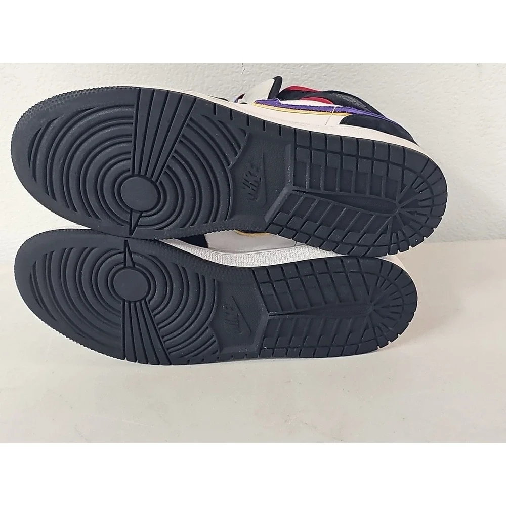 Unisex Kids Nike Jordan 1 Mid Lakers Top 3 (GS) BQ6931-005 White Black Size 5.5Y